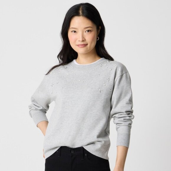 NWT J.Crew Factory Embellished Crewneck Sweatshirt - Picture 6 of 7